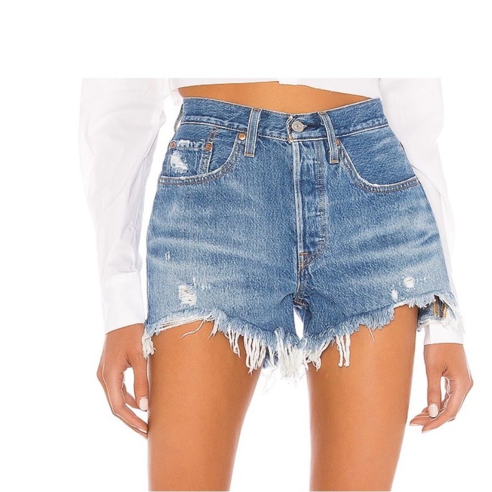 Levi's Distressed Blue Denim Jean Shorts